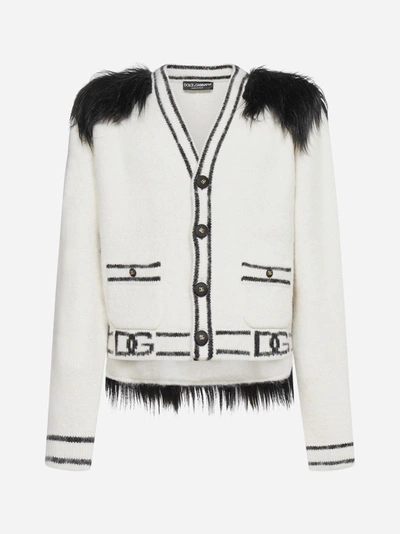Dolce & Gabbana Feather-detail Alpaca And Cashmere Cardigan