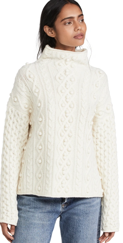Theory Felte Mixed Cable Stitch Jumper In Ivory