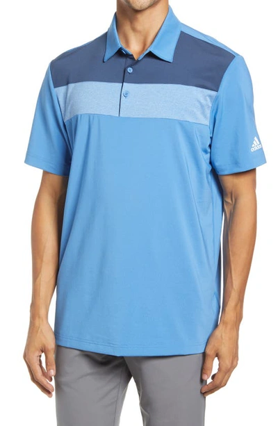 Adidas Golf Stretch Colorblock Polo Shirt In Focus Blue