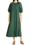 Staud Vincent Puff Sleeve Maxi Dress In Cypress