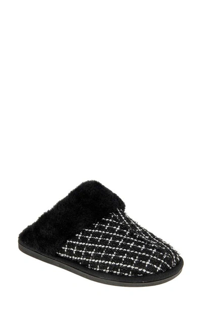 Bcbgeneration Women's Triaa Faux Fur Tweed Slippers In Black/ White