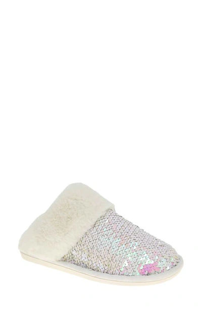 Bcbgeneration Women's Triaa Faux Fur-lined Sequin Slippers In Pearl