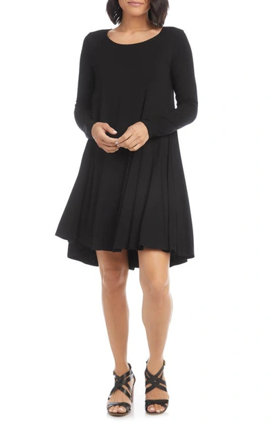 Karen Kane Maggie Long Sleeve Jersey Trapeze Dress In Black