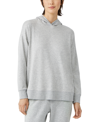 Eileen Fisher Hooded Boxy Long Sleeve Top In Dkprl