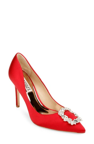 Badgley Mischka Women's Cher Crystal Buckle Pumps In Red