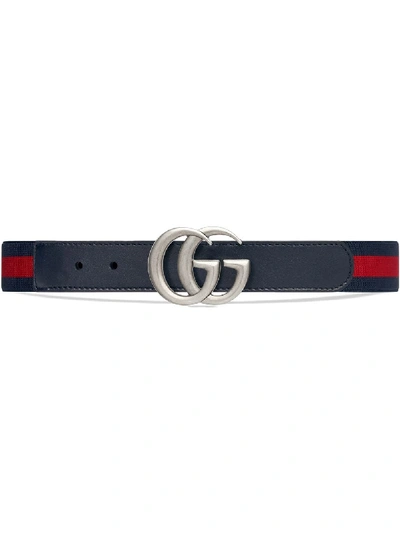 Gucci Kids' Elasticated Belt With Gg Buckle In Blu