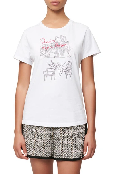 maje Paris Tシャツ Embroidered T-shirt White For Women | Maje
