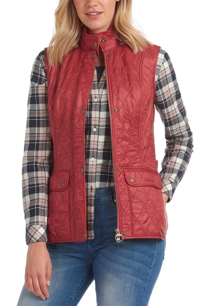 Barbour Cavalry Fleece-lined Quilted Vest In Burnt Henna/brown