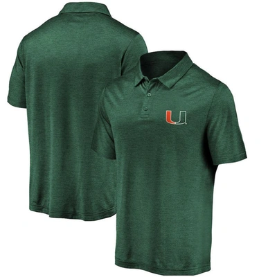 Fanatics Men's Green Miami Hurricanes Primary Logo Striated Polo