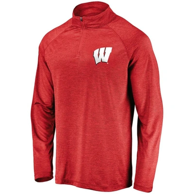 Fanatics Men's Red Wisconsin Badgers Primary Logo Striated Raglan Quarter-zip Jacket