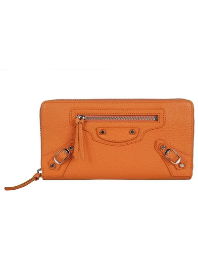 Balenciaga Classic Zip Around Wallet In Orange