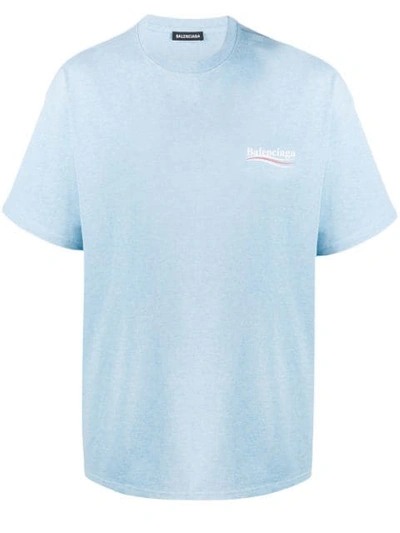 Balenciaga Printed Logo T-shirt In Blue ModeSens