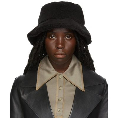 Stand Studio Wera Bucket Hat Faux Fur Teddy 2020 56cm In Black