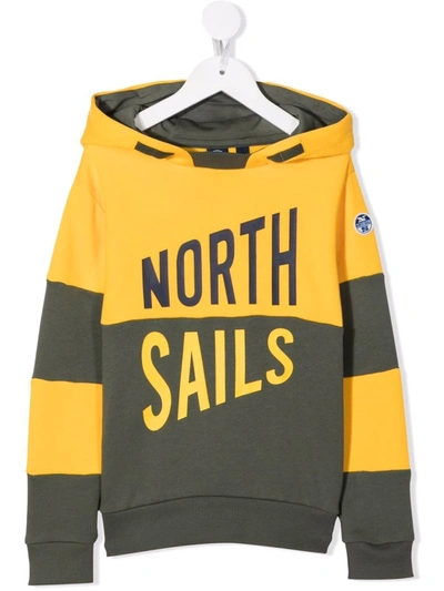 North Sails Teen Logo-print Colour-block Hoodie In Yellow