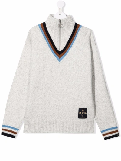 Scotch & Soda Kids' Half-zip Fastening Jumper In 灰色