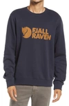 Fjall Raven Logo Organic Cotton Graphic Sweatshirt In Navy Blue