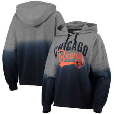 Touch By Alyssa Milano Women's Heather Gray, Navy Chicago Bears Superstar Dip-dye Crop Pullover Hoodie