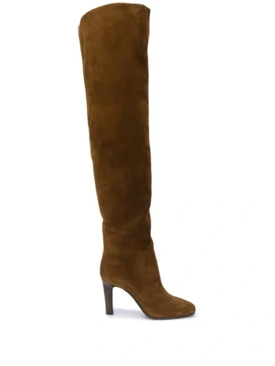 Saint Laurent Jane 90mm Boots In Brown