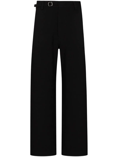 Valentino Vltn-logo Straight-leg Trousers In Black
