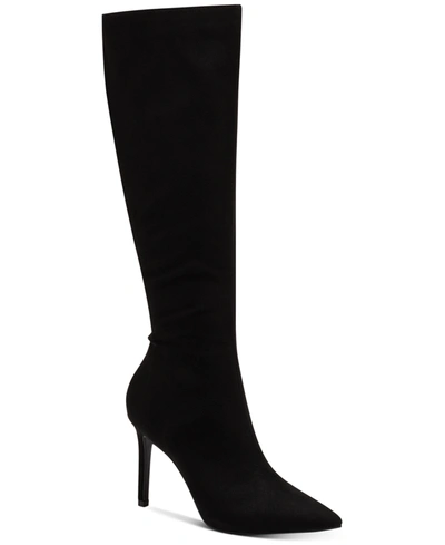 Inc International Concepts Women's Rajel Wide-calf Dress Boots, Created For Macy's Women's Shoes In Black Smooth