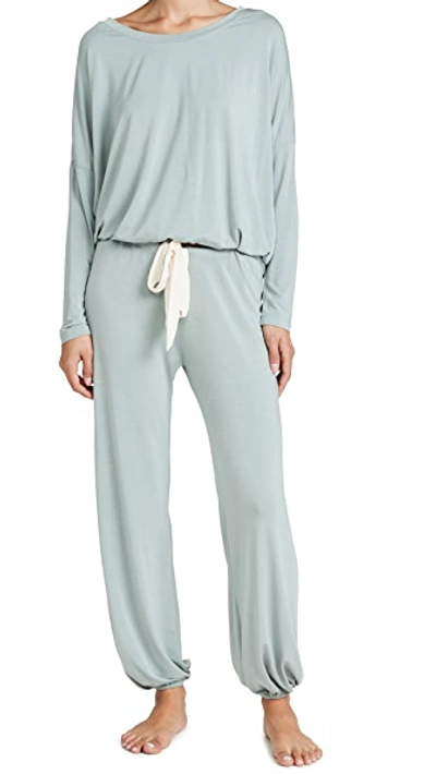 Eberjey Gisele 2-piece Slouchy Pajama Set In Willow Green/bone