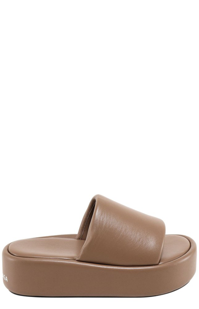 Balenciaga Leather Sandals In Beige