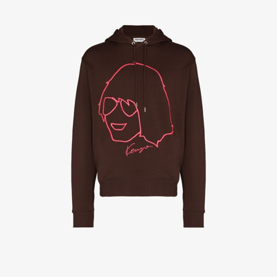 Kenzo Seasonal Graphic Hooded Sweatshirt In Brown,pink