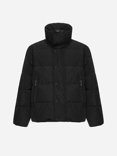 Dsquared2 Down Jacket With Rubber Logo In Black