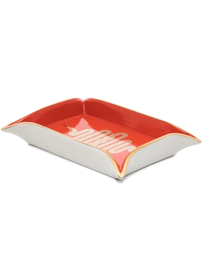 Jonathan Adler Snake-print Valet Tray In Red