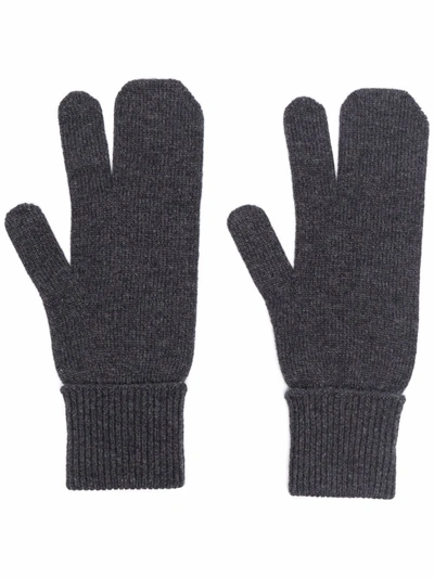 Maison Margiela Grey Tabi Wool And Cashmere Gloves