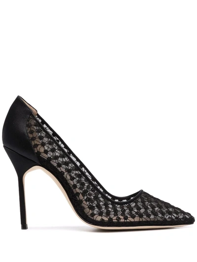 Manolo Blahnik Lace 105mm High-heel Pumps In Black