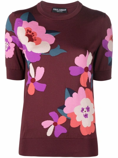 Dolce & Gabbana Multicoloured Floral Patch Jumper In Brown