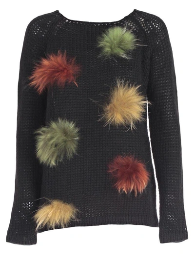 Blugirl Pompom Sweater In Black