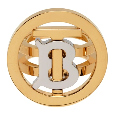 Burberry Gold Circle Tb Signet Ring In Light Gold