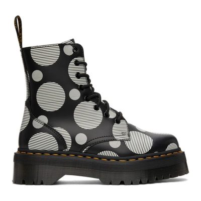 Dr. Martens' Jadon Polka Dot Smooth Leather Platform Boots In Black