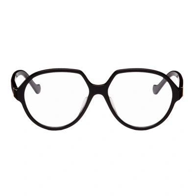 Loewe Black Oversized Round Glasses In 001 Shiny Black