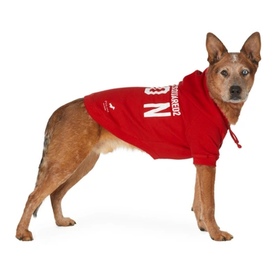 Dsquared2 Red Poldo Dog Couture Edition Icon Ottawa Hoodie In M818 Redwht