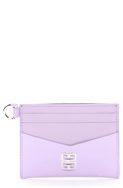 Givenchy Logo Card Case In Calf Leather In Lilac