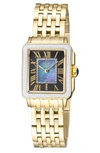 Gevril Padova Diamond Swiss Quartz Rectangle Bracelet Watch, 30mm In Gold