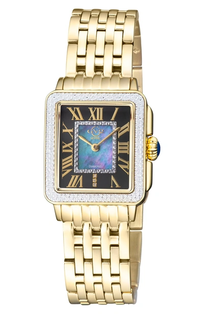 Gevril Padova Diamond Swiss Quartz Rectangle Bracelet Watch, 30mm In Gold