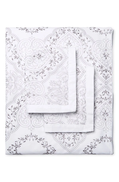 Melange Home Brocade Embroidery Duvet Set In White