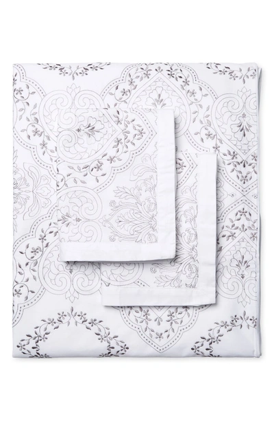 Melange Brocade Embroidery Duvet Set In White
