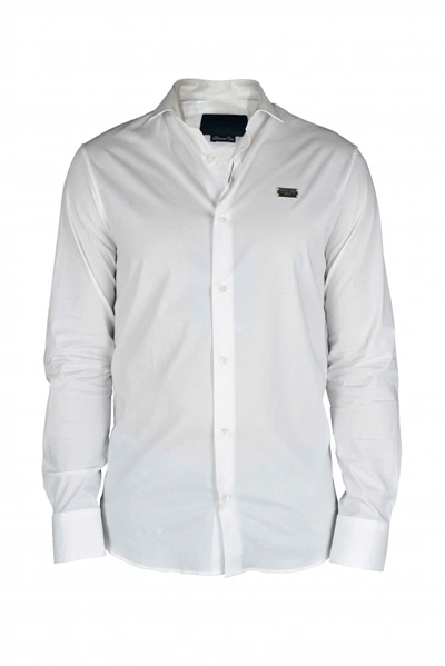 Philipp Plein Diamond Cut Ls Iconic Shirt In White