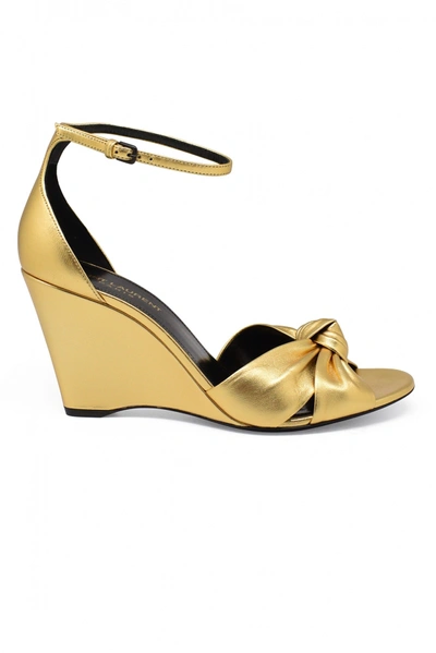 Saint Laurent Bianca Sandals In Gold