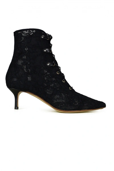 Francesco Russo Lace Boots In Black