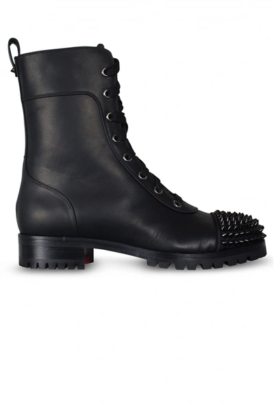 Christian Louboutin Women's Luxury Boots   Ts Croc Louboutin Ankle Boots In Black Calfskin