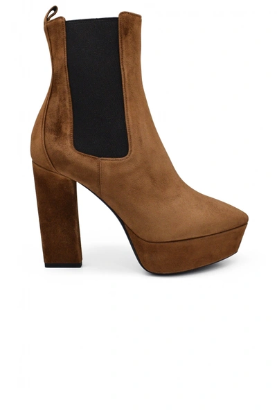 Saint Laurent Vika 95 Chelsea Ankle Boots In Brown
