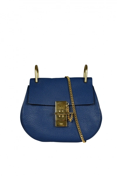 Chloé Luxury Handbag   Mini Drew Blue Shoulder Bag
