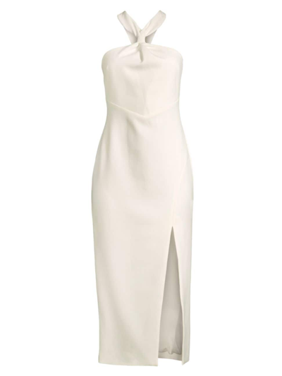 Likely Avie Gathered Neck Side Slit Dress In White