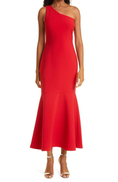 Likely Brighton One Shoulder Mermaid Gown In Scarlet